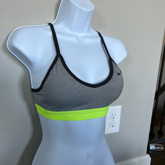 Women's Indy Nike Sports Bra In Grey/Volt(neon Yellow-green) - Picture 2 of 12